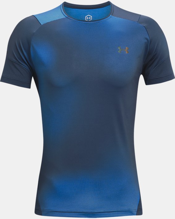 Men's UA RUSH™ HeatGear® 2.0 Print Short Sleeve, Blue, pdpMainDesktop image number 4